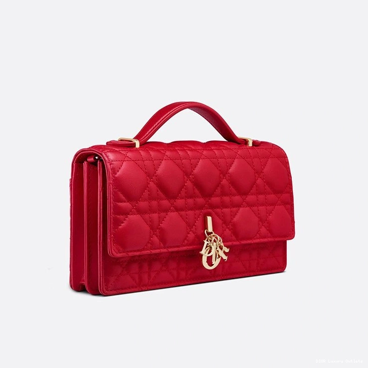 Cheap Bag Lambskin Handle Miss Red Mini Dior Cannage Top 0707 Luxury